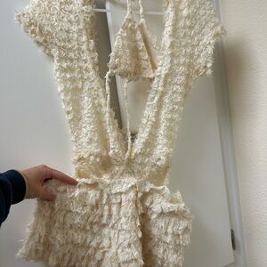 Cream 2 piece Romper Open Back